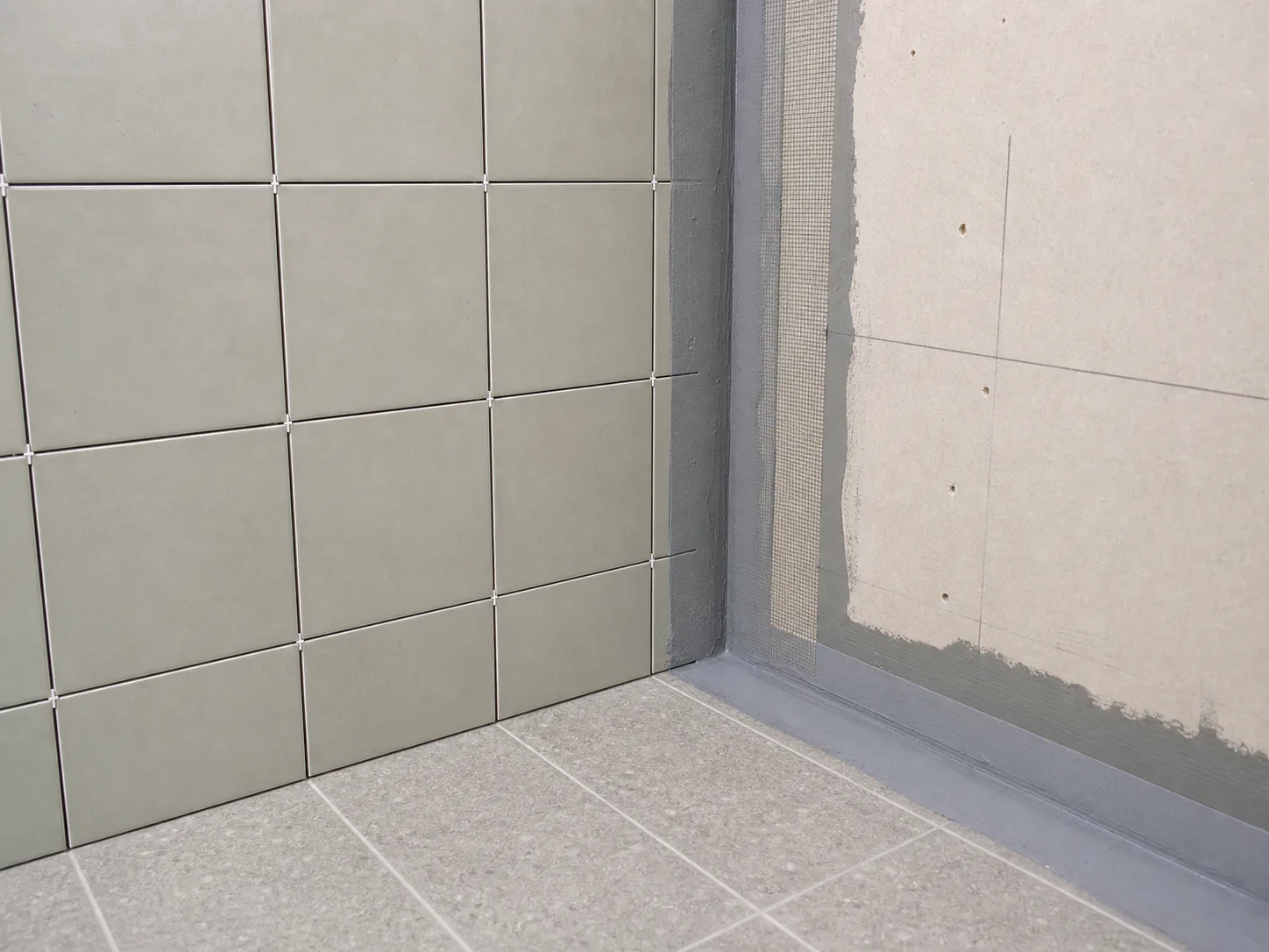 Wet-area tiling illustration